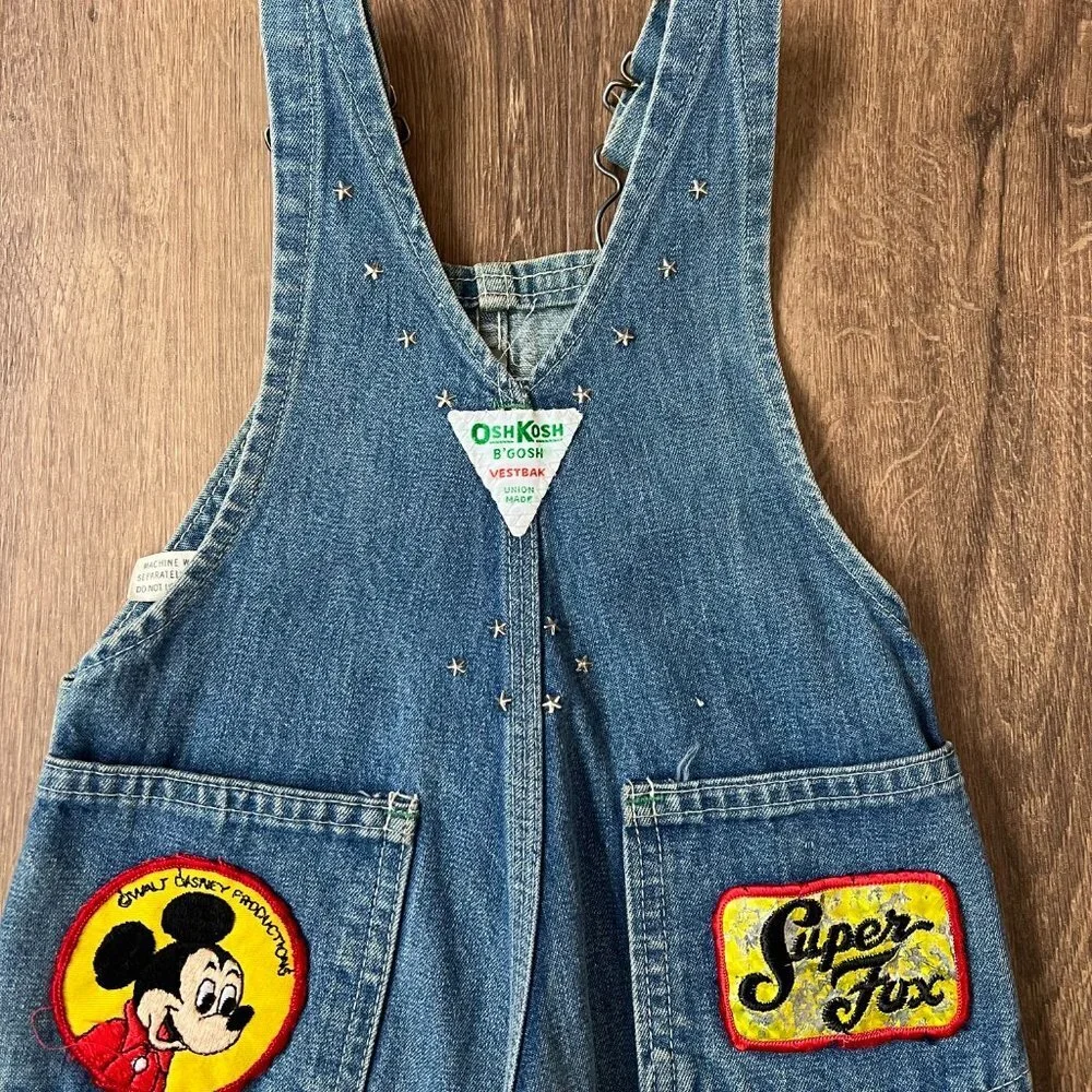 Vintage OshKosh Rainbow Disney Mickey Overalls